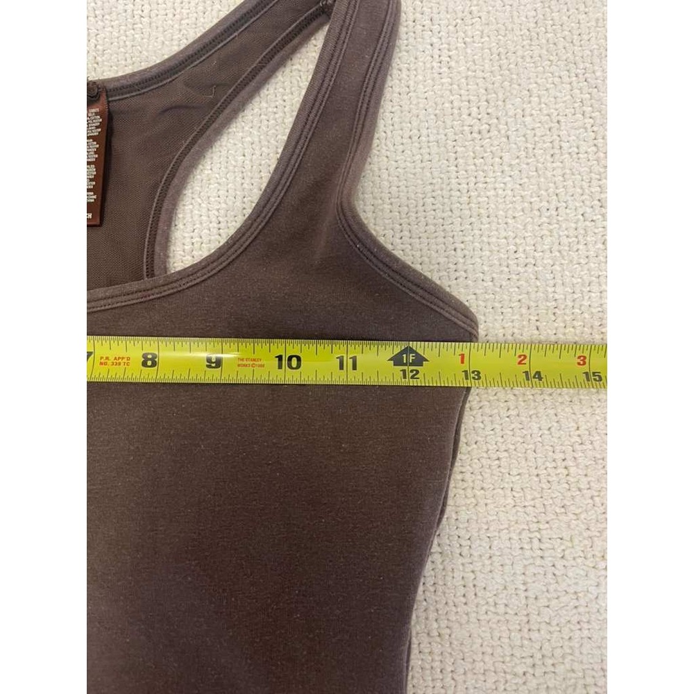 SKIMS Women Espresso Brown Cotton Ribbed Racerback Romper Size XS Bodycon Short - Picture 6 of 7